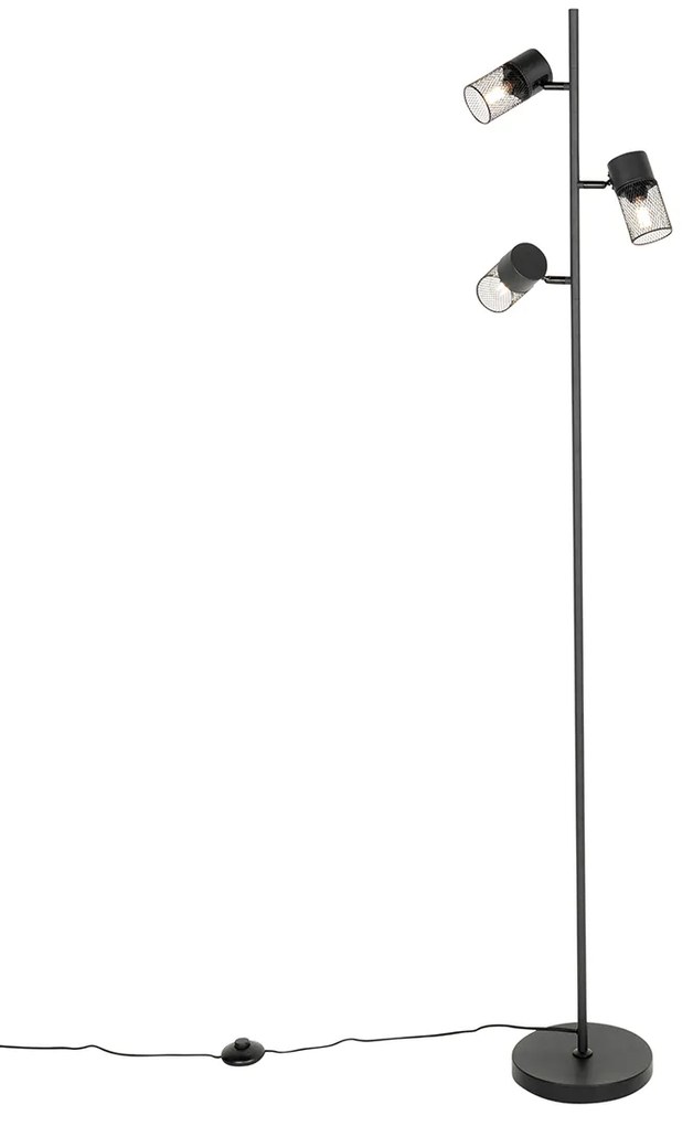 Индустриална подова лампа черна 3-светлина - Jim
