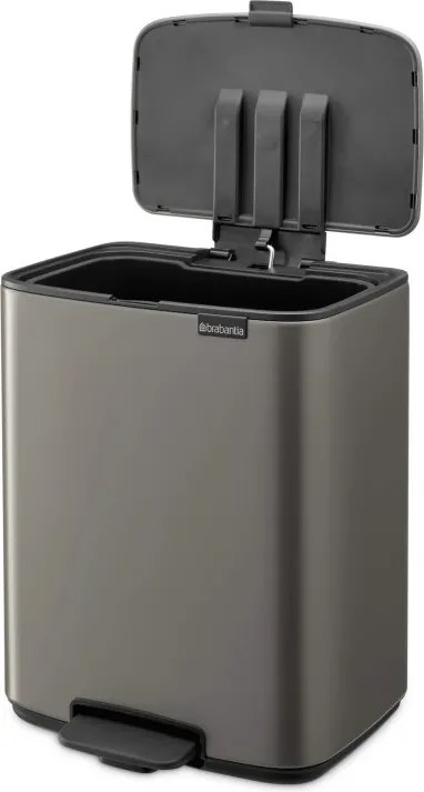 Кош за боклук Brabantia Bo Pedal 1010128, 12 л, Леко затваряне, Противоплъзгаща основа, Платинено сив