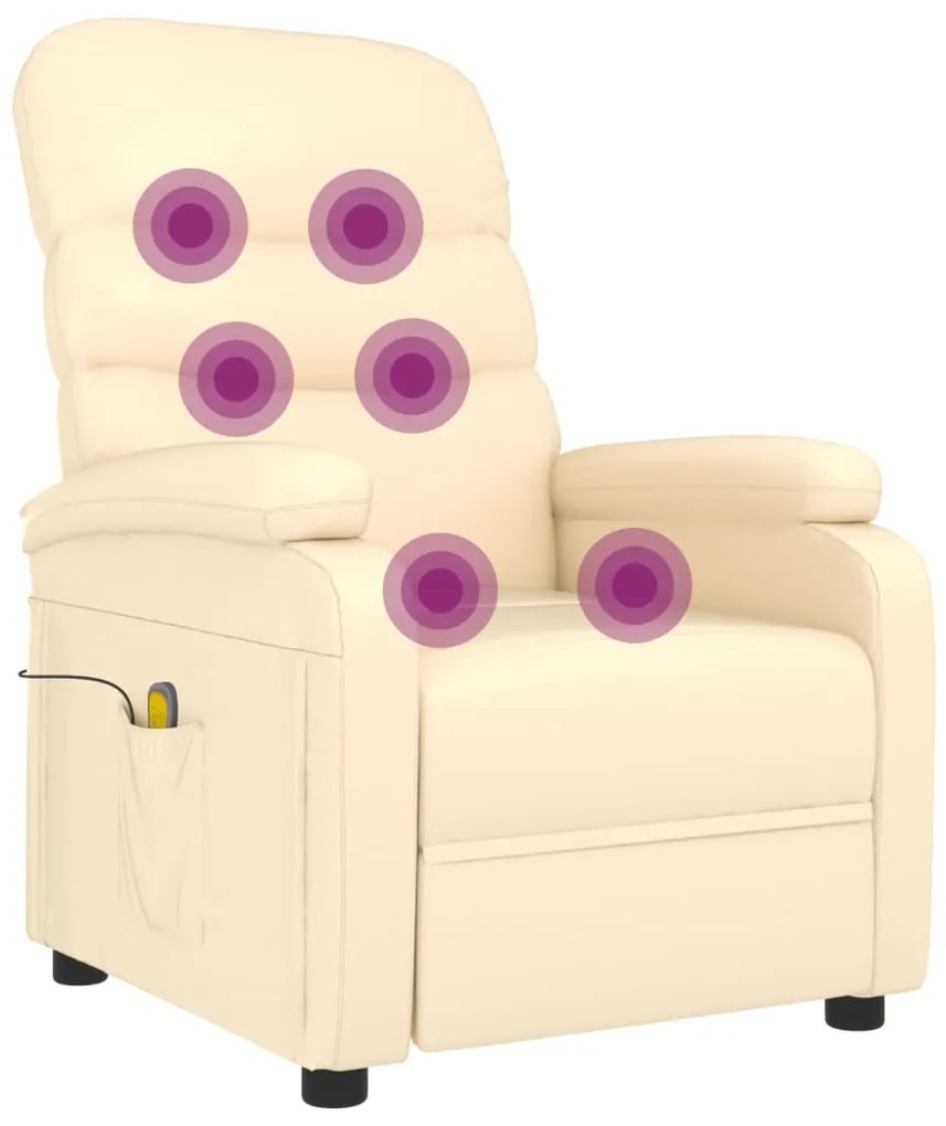 342694 vidaXL Масажен стол, кремав, изкуствена кожа