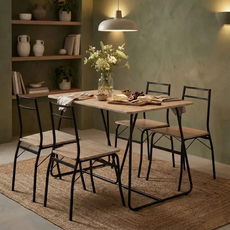 Трапезен комплект - маса + 4 стола PARIS Кафяво