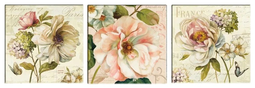 Комплект от 3 картини Vintage Flowers - Tablo Center