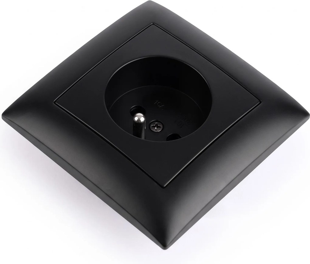 Единичен контакт със заземяване и рамка OSTE JNH001-G Black