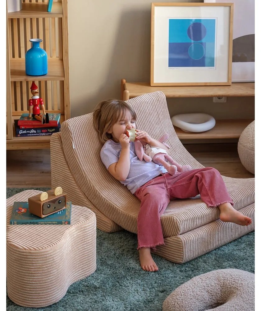 Светлокафяв детски пуф от рипсено кадифе Cloud – Wigiwama