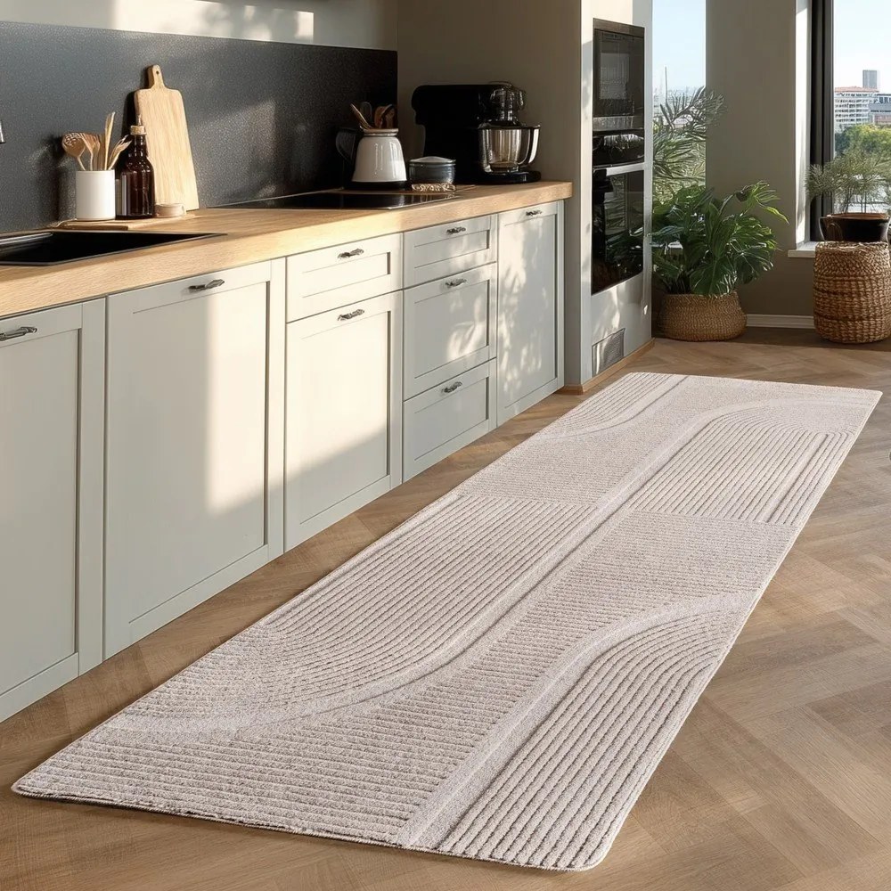 Кремава пътека подходяща за пране 80x250 cm Pompei 1612 – Ayyildiz Carpets