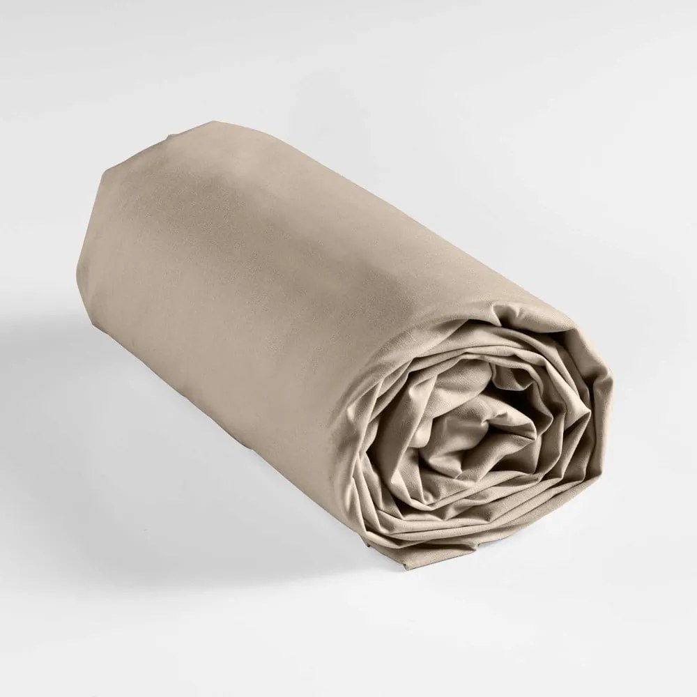 Бежов еластичен памучен чаршаф 90x190 cm Lina – douceur d'intérieur