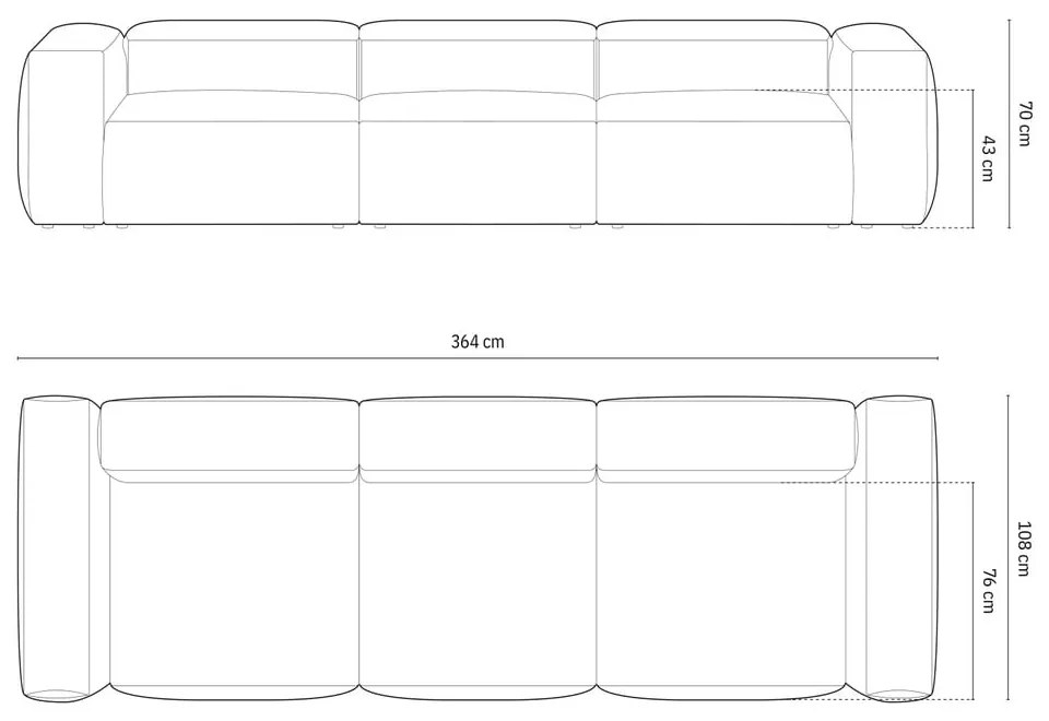 Тъмносин диван от рипсено кадифе 364 cm Bergamo – Cosmopolitan Design