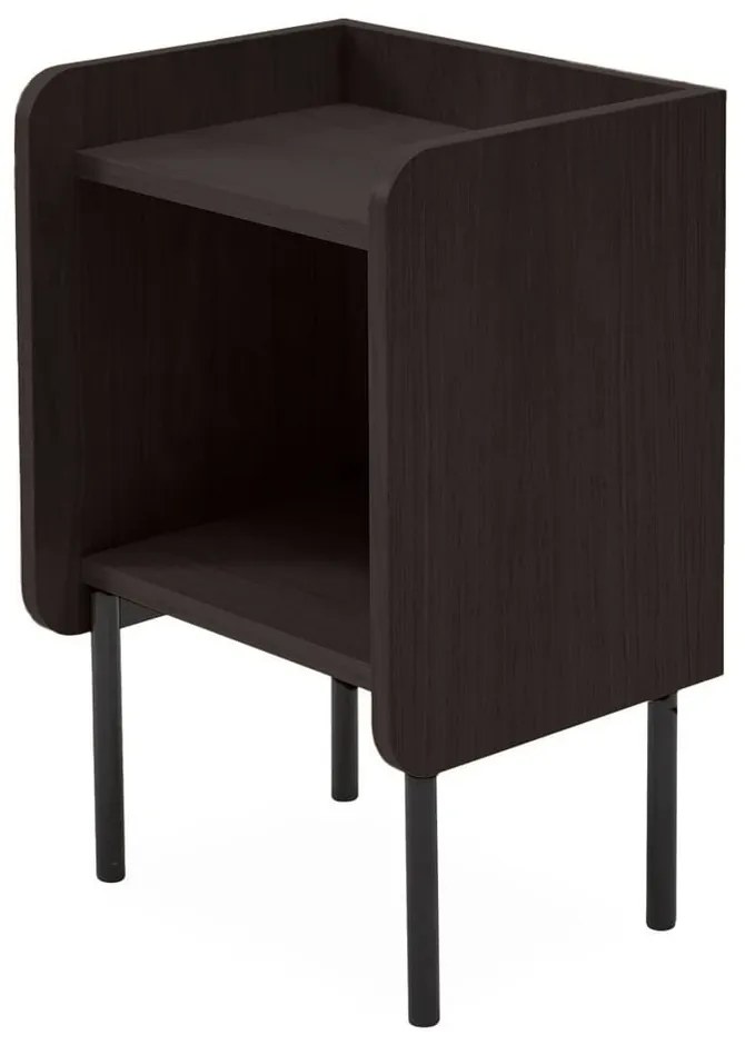 Черно нощно шкафче в дъбов декор с рафтове Wrap - Bonami Selection