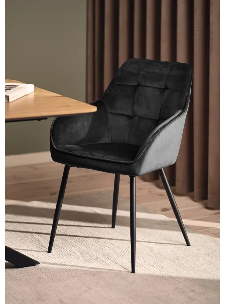 Сиви тапицирани трапезни столове в комплект с подлакътници 2 бр. Nolan Square – Unique Furniture