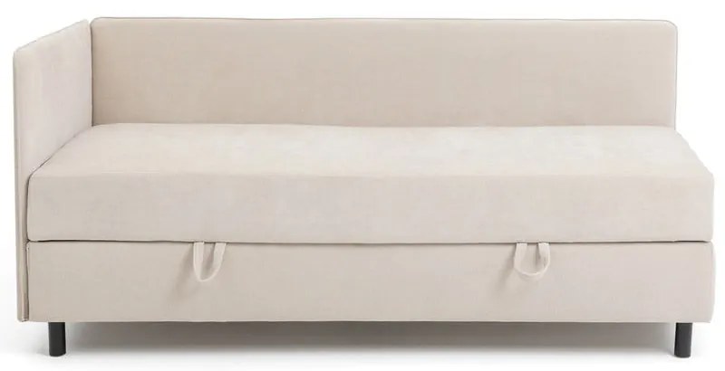 Бежово единично легло тапицирано с място за съхранение с включен матрак 120x200 cm Avela – Bonami Selection