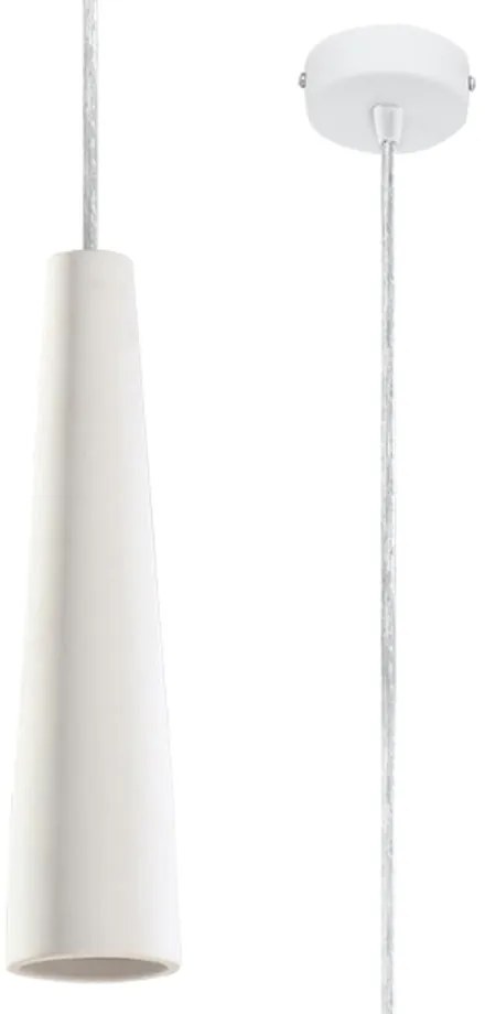 Бяло висящо осветително тяло с керамичен абажур ø 8 cm Alverna – Sollux