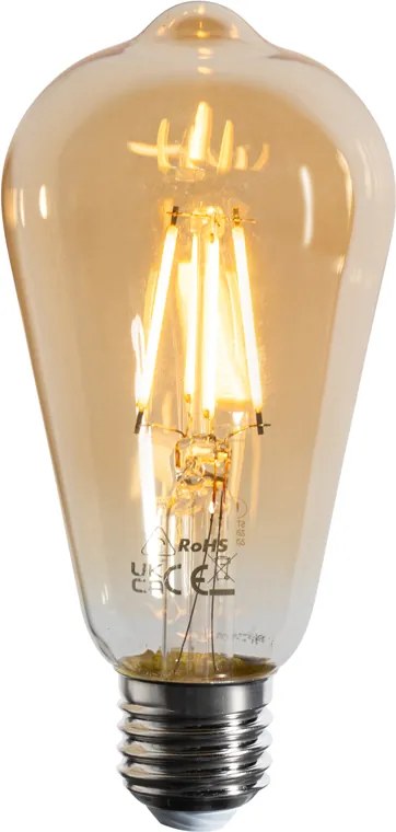 Комплект от 5 E27 димируеми LED Filament крушки ST64 Gold 4.5W 450 lm 2200K