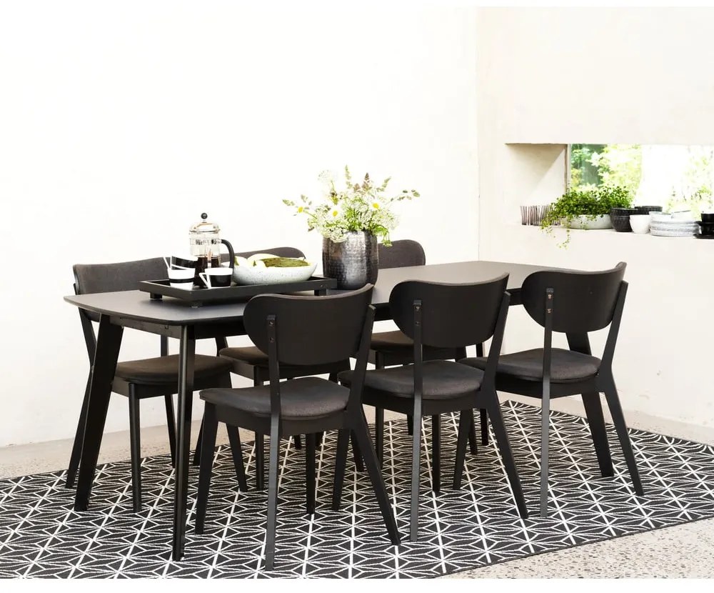 Трапезен стол от черен дъб с тъмносива седалка Cato - Rowico