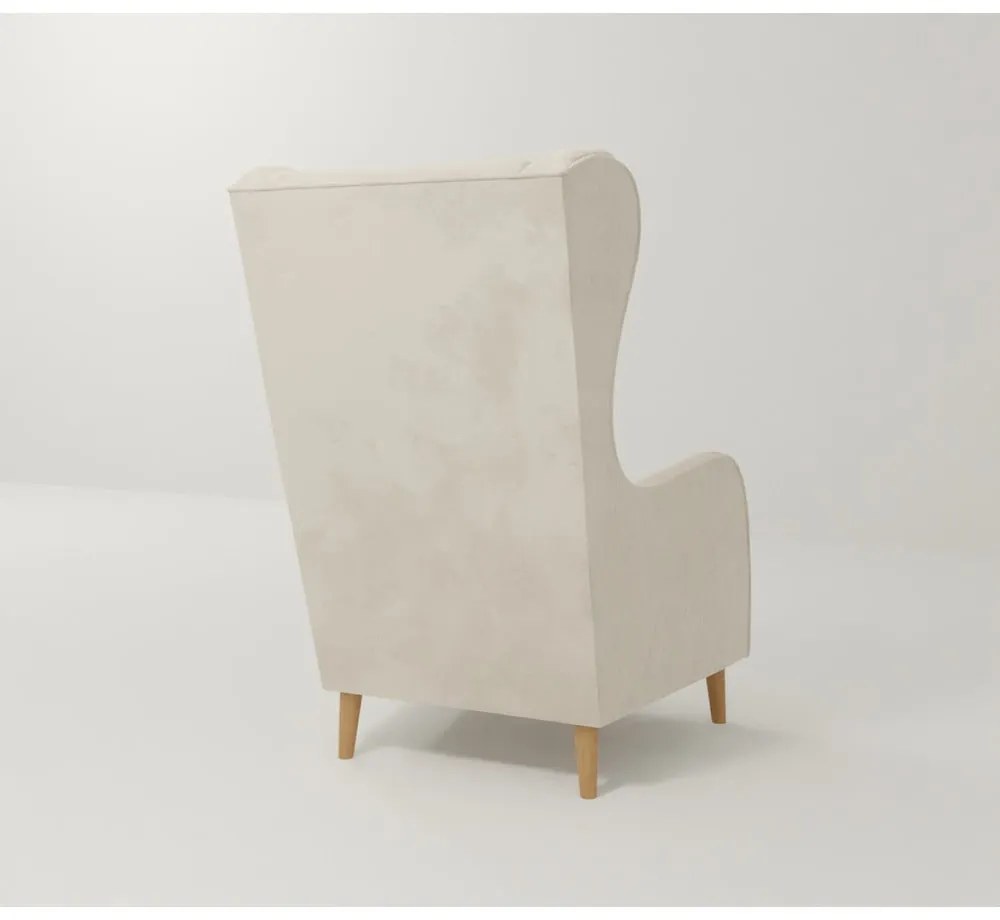 Кремаво кадифено кресло Carole - Ropez