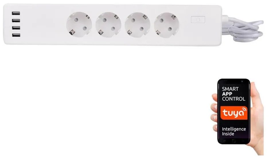 Разклонител с превключвател 1,8 m + 4xUSB/Wi-Fi Tuya SCHUKO