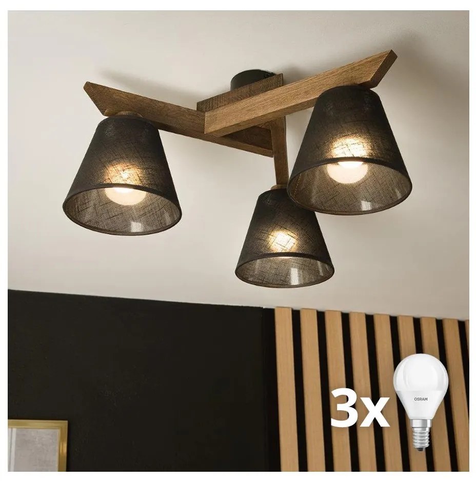 Brilagi - LED плафониера ANTHONY 3xE14/40W/230V дъб/орех/черна