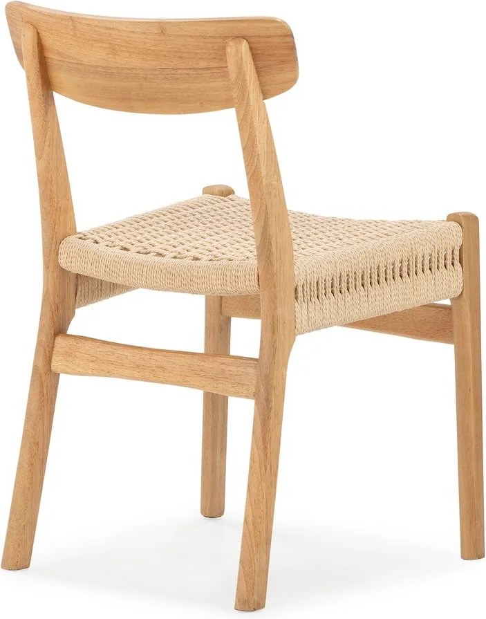 Трапезни столове в комплект 2 бр. от масивно каучуково дърво в естествен цвят Biel – MOME