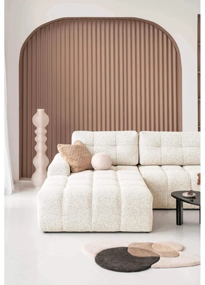 Кремав разтегателен модулен ъглов диван с място за съхранение (ляв ъгъл) Lulu – Miuform