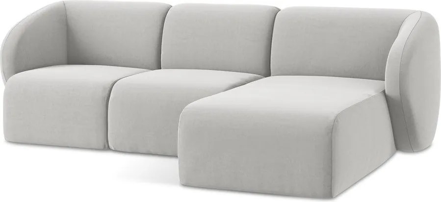 Светлосив кадифен ъглов диван (десен ъгъл) Lani – Makamii