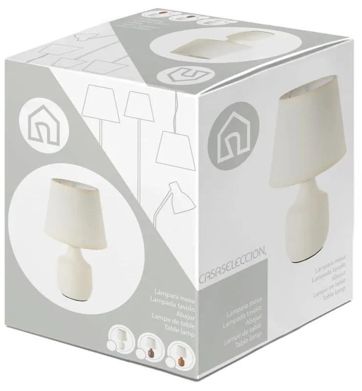 Бяло-кафява керамична настолна лампа с текстилен абажур (височина 24 cm) - Casa Selección