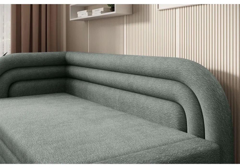 Зелен шенилов разтегателен диван с място за съхранение ляв ъгъл 223 cm Fabillo – ELTAP