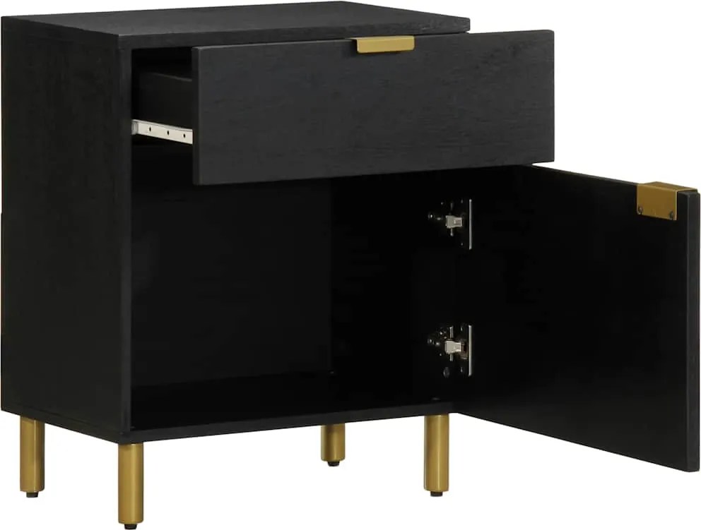 4017656 vidaXL Нощно шкафче, черно, 50x33x60 см, инженерно дърво