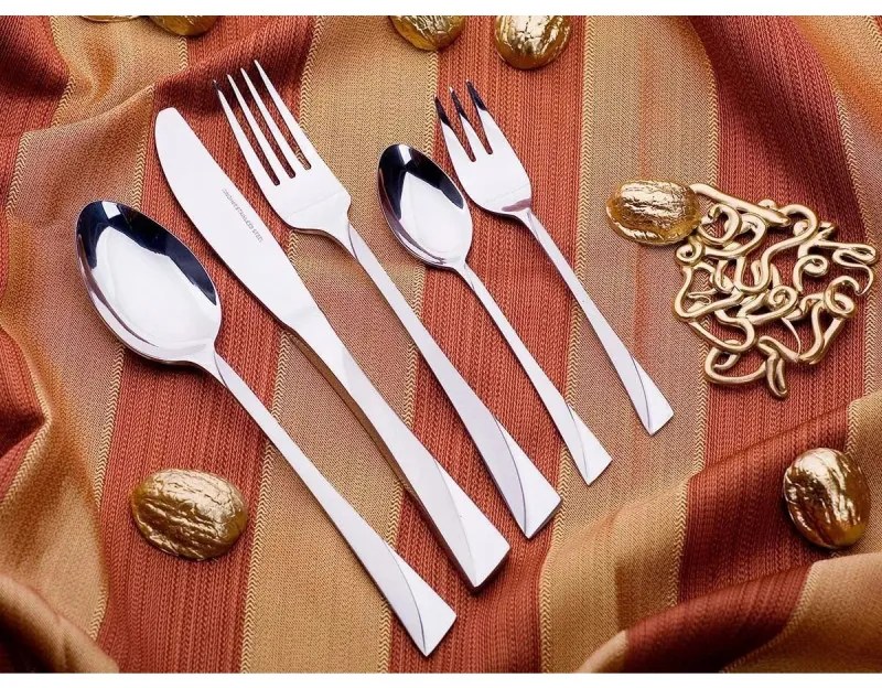 Комплект 30 бр прибори за хранене Kinghoff KH 1454, За 6 човека, Неръждаема стомана, Сребрист