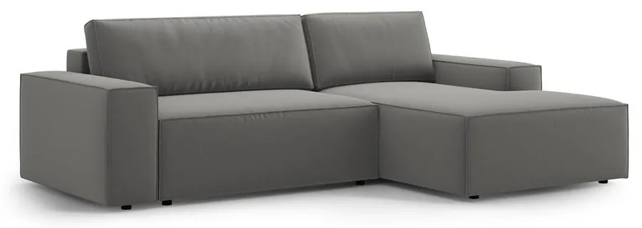 Светлосив кадифен разтегателен с място за съхранение ъглов диван (десен ъгъл) Jodie – Micadoni