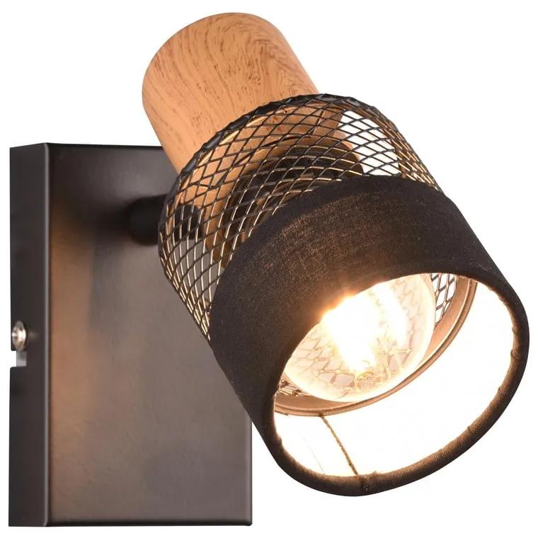Стенна лампа в черен и естествен цвят ø 7 cm Nandini - Trio