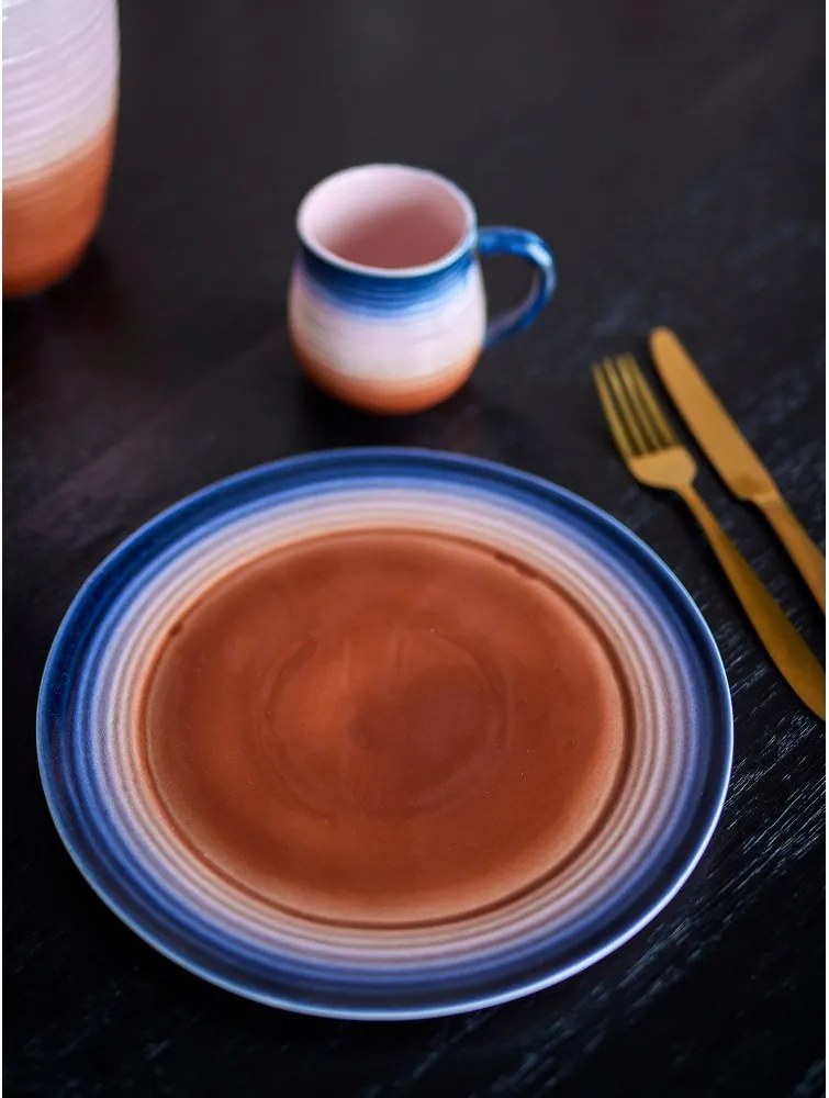 Сини/оранжеви глинени чинии в комплект 4 бр. ø 27 cm Tatum – Bloomingville