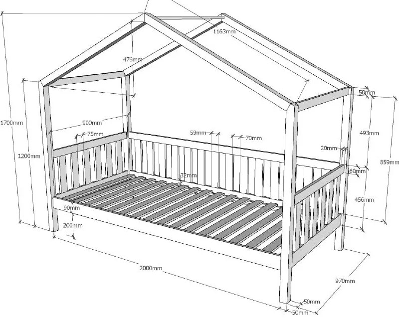 Детско легло от антрацитна борова дървесина 90x200 cm DALLAS - Vipack