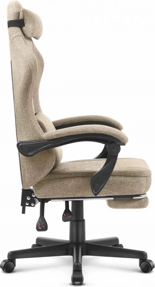 CABRO C503 дизайнерски геймърски стол с подложка за крака, до 150 кг, бежов