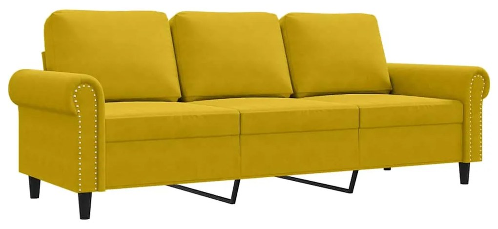 359545 vidaXL 3-местен диван, жълт, 180 см, кадифе