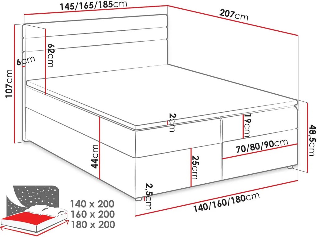 Тапицирано легло Modena-Anthraki-Mauro-140 x 200