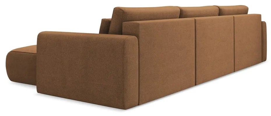 Теракотен разтегателен ъглов диван с място за съхранение (U форма) Kapua – Makamii