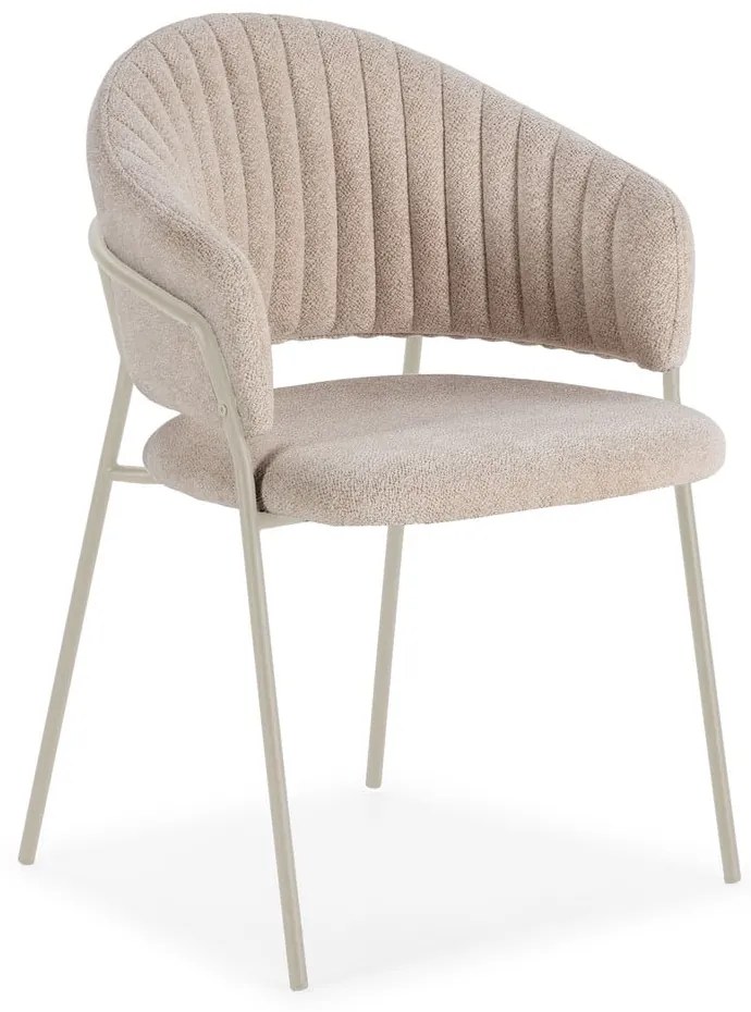 Бежови тапицирани трапезни столове в комплект с подлакътници 2 бр. Leticia – Marckeric