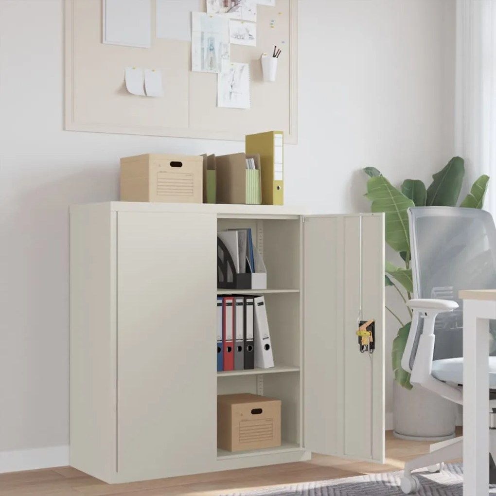 339736 vidaXL Шкаф за папки бял 90x40x105 см стомана