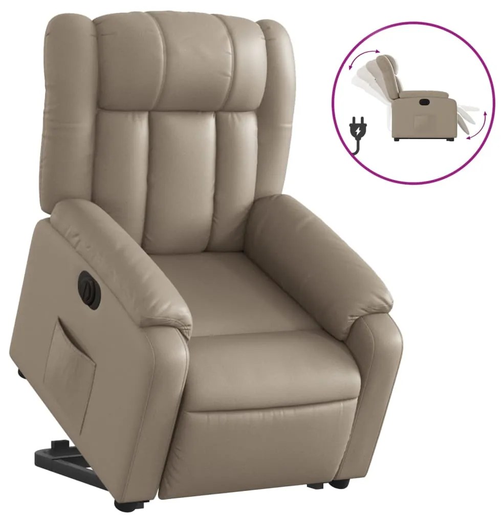 3205284 vidaXL Електрически изправящ реклайнер стол, капучино, изкуствена кожа