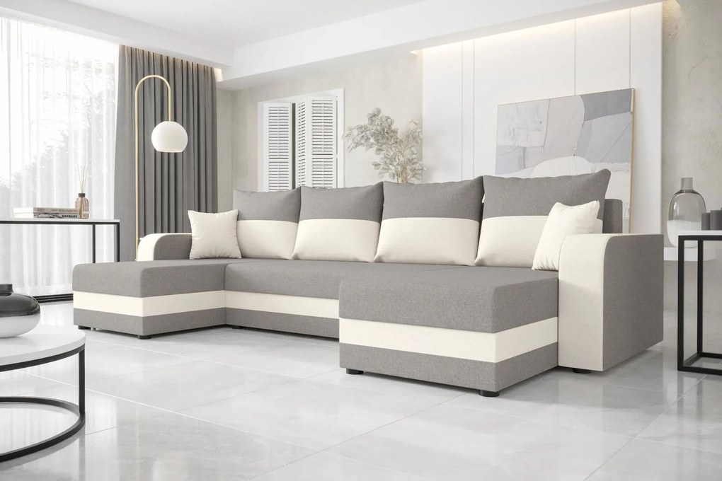 Ъглов диван Dennis U-Gkri anoixto - leuko