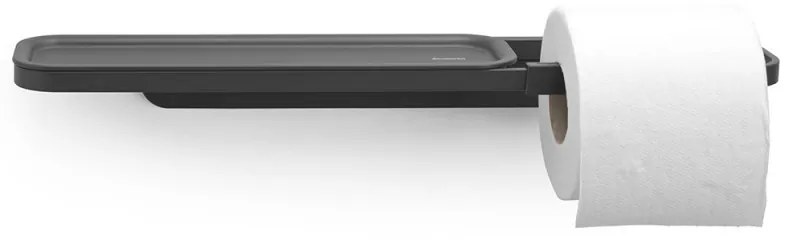 Държач за тоалетна хартия с рафт Brabantia MindSet 1005667, Лесен монтаж, Минерално покритие, Тъмносив
