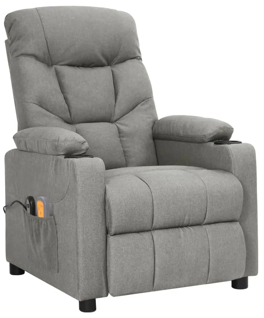 3098827 vidaXL Електрически масажен стол, светлосив, текстил