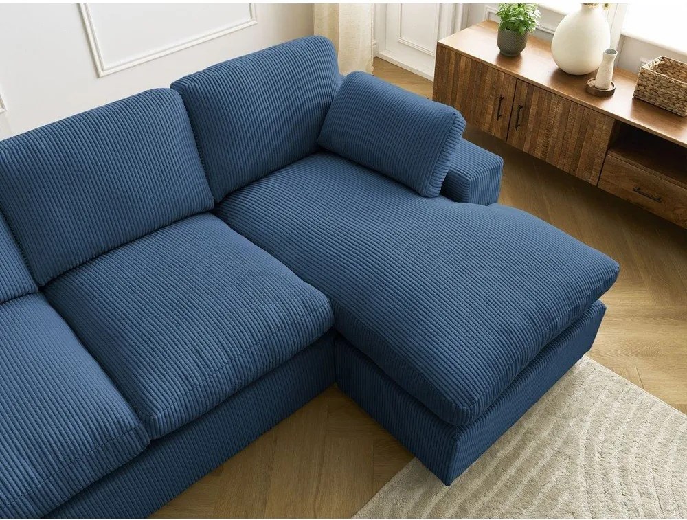 Син ъглов диван от рипсено кадифе Belair – Bobochic Paris