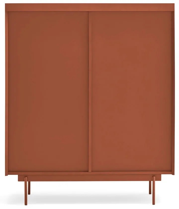 Висок скрин с чекмеджета в цвят тухла и естествен дъб 100x120 cm Otto - Teulat