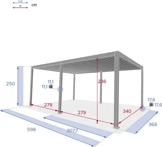Беседка Hesperide Evora, Алуминий, 6x3.6 m - Графит