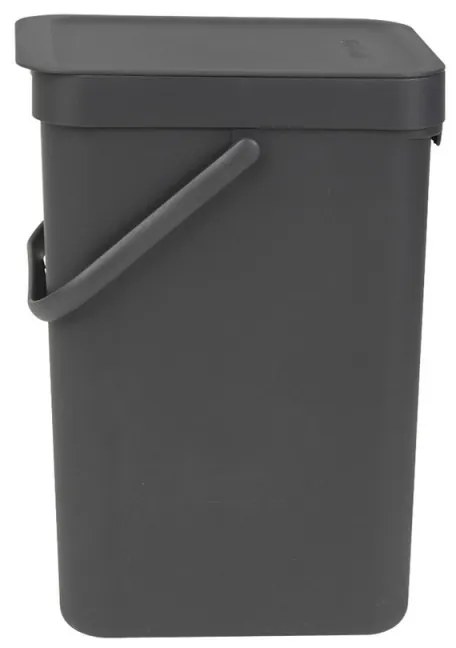 Кош за разделно събиране на боклук Brabantia Sort&Go 647670, 12 л, Дръжка, Възможност за стенен монтаж, Тъмносив