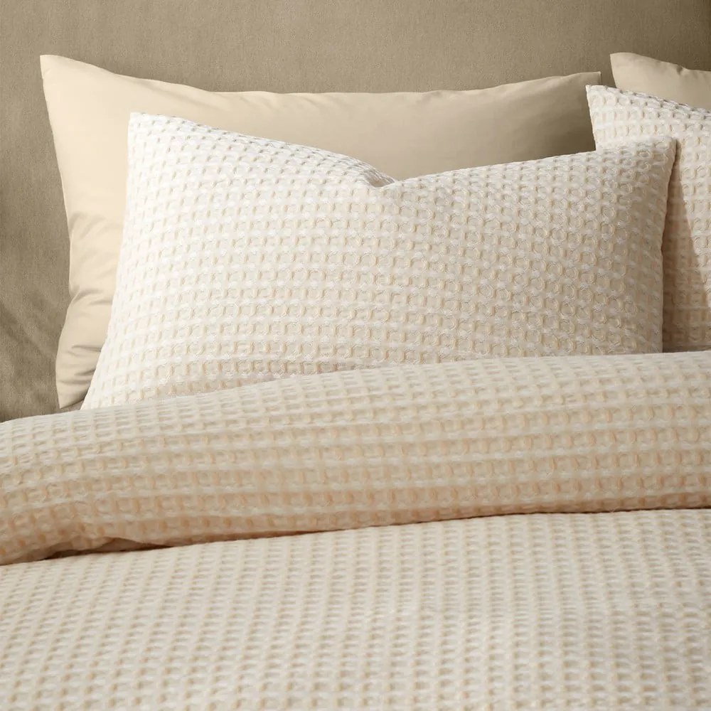 Бежово двойно удължено спално бельо 230x220 cm Muscat Waffle – Pineapple Elephant