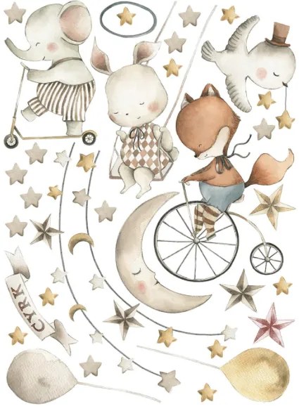 Стикер за стена в детската стая - цирк с животни