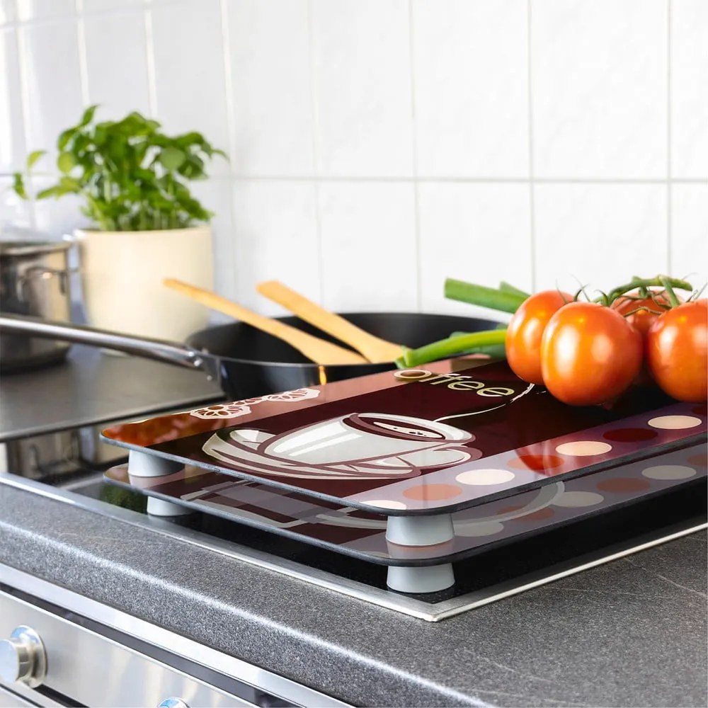 Комплект от 2 стъклени капака за печка Кафе, 52 x 30 cm Coffee Flamour - Maximex