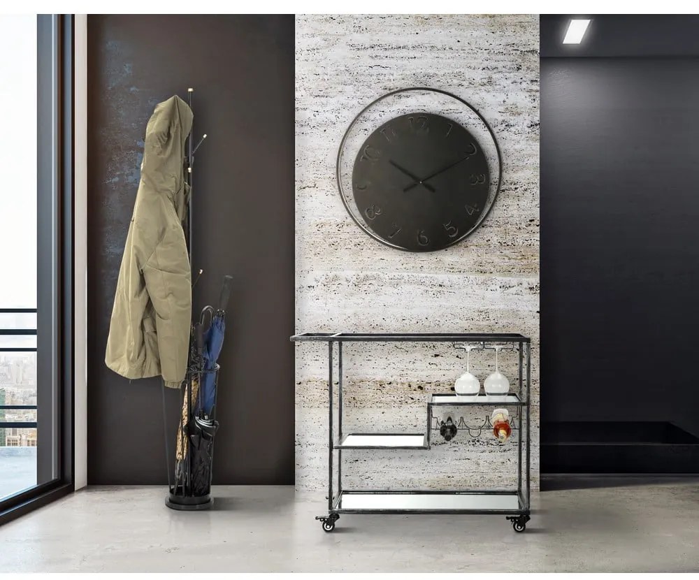 Черен стенен часовник Circle, ⌀ 60 cm - Mauro Ferretti