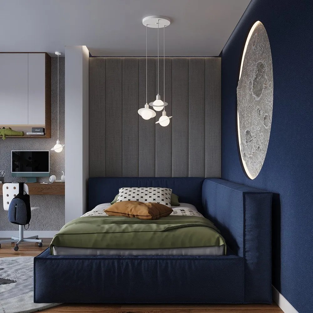 Бял детски полилей със стъклен абажур ø 20 cm Mab – Sollux