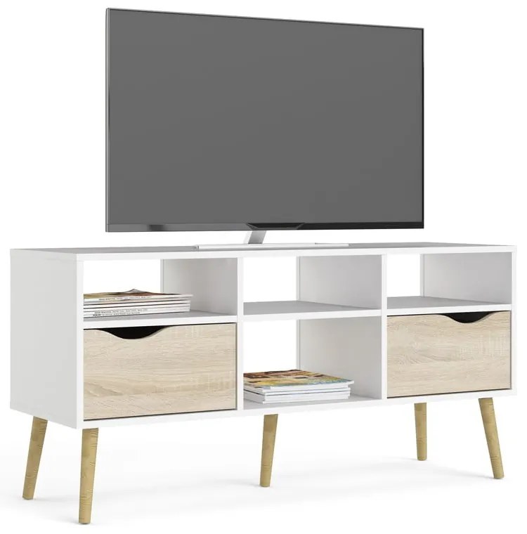 Бяла маса за телевизор , 117 x 57 cm Oslo - Tvilum